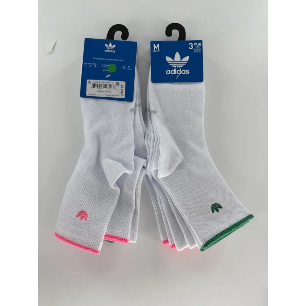 Adidas Luna High Quarter Socks Size Large 6 Pairs New Womens 10-13 Mens 8-12 - Picture 4 of 4